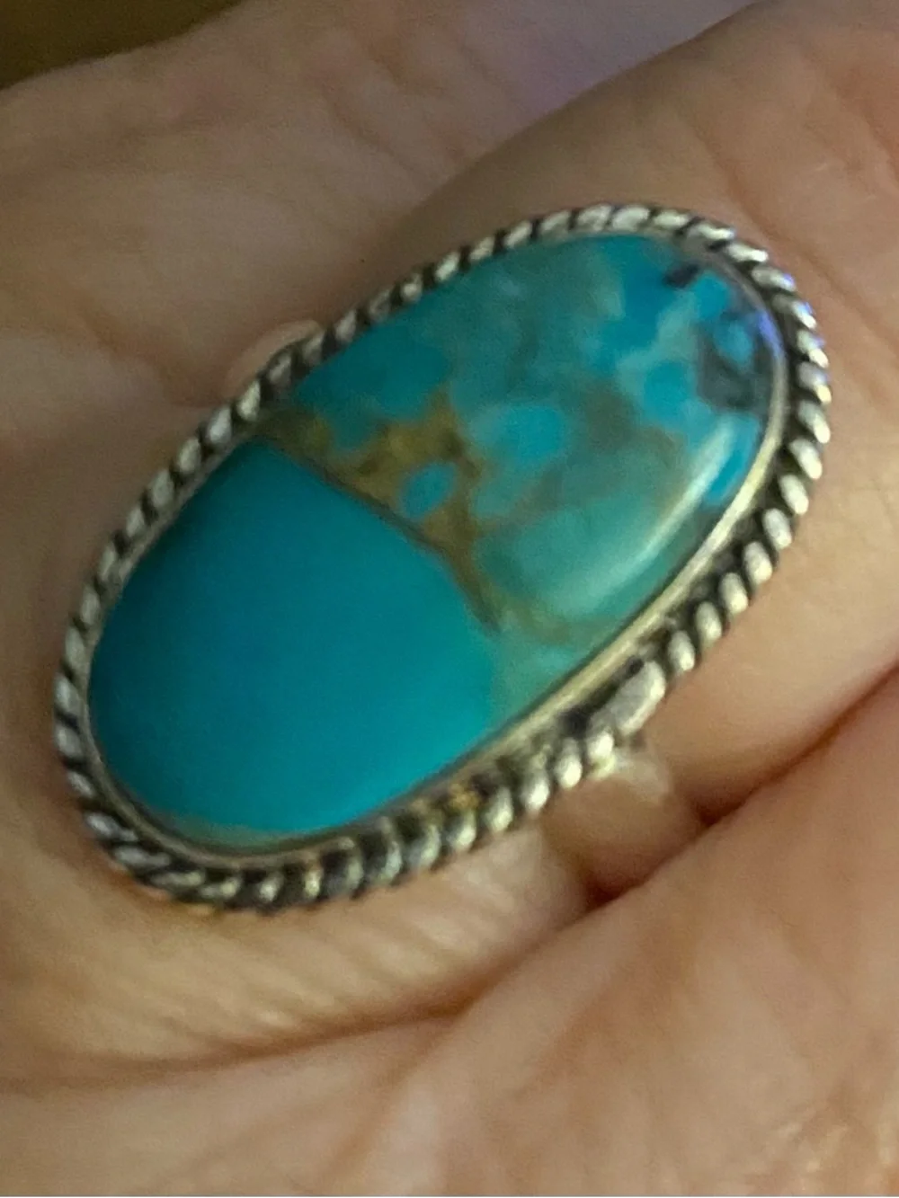 Kingman Turquoise Ring Set In 925 Sterling Silver Size 8 R13 - Picture 3 of 7